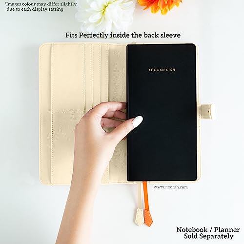 Image of NEORAH- PETITE Notebook SLEEVE with SNAP Button -[SLEEVE ONLY]|Vegan Leather|Office Diary Holder with Penloop|2 Front & 1 Back Pocket|4 Card Slots|2 BookMarks -Fits any PETITE Softcover - AFTERGLOW