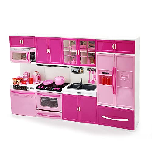INCHOI My Modern Kitchen Full Deluxe Kit with Lights and Sounds(4 Set) Great for Dolls and Toy Figures