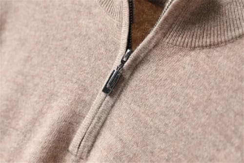 Men's Knitted Sweater with Half High Neck Zipper Winter Warmth Pullover Solid Color Tops3