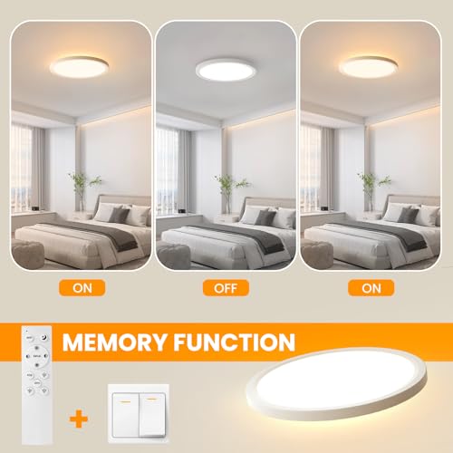 Miniatura 5 de Otren Plafon Led Techo Rgb 36w, Regulable Lámpara De Techo Con Mando A Distancia, 3240lm Luz Panel Para Baño, Salón, Dormitorio, Cocina, Oficina, Redonda, Ø30cm