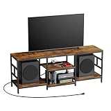 Amosic TV Stand Media Entertainment Center with Power Outlet, TV Stand for 55 60 65 70 inch TV, TV T