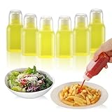 RAMFIYN 6pcs 2oz Salad Dressing Container to Go, Leak Proof Travel Size Salad Dressing Bottles for Lunch with Screw Cap, Small Condiment Containers with Lid
