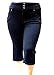 LA CHULA WOMEN'S PLUS SIZE Stretch premium BLACK denim jeans CAPRI HIGH WAIST