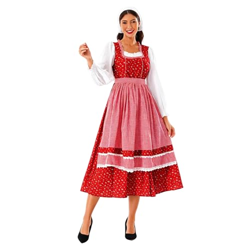 Robe Dirndl bavaroise avec tablier femme et chemisier manches longues