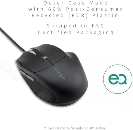 Kensington USB-C Wired Mouse, Pro Fit Ergo MY435 EQ Wired Mouse, for Small to Medium-Sized Hand, Programmable Buttons, Quiet-Click Buttons, USB-C Connection - Black (K72512NA) — view 7