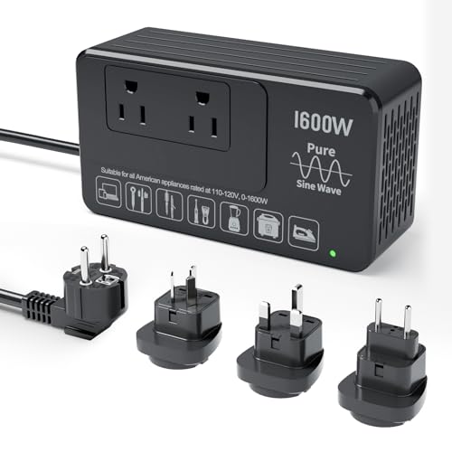 Image of 220V to 110V Converter for European International Travel - Eleclead 1600W Voltage Converter US to Europe for Hair Dryer, Straightener, Curling Iron, Plug & Play - Power Any U.S. Appliances in 220-250V