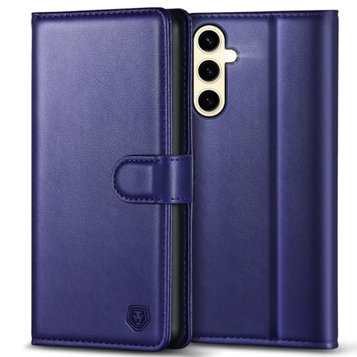 Kuafcase for Samsung S24 Case with 4 Card Slots Kickstand Magnetic Closure Protective Phone Cover Case for Samsung Galaxy S24 - Blue