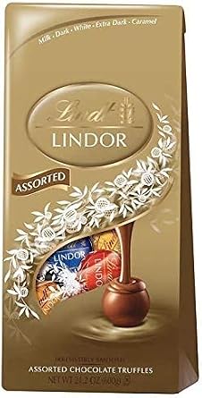 Lintz Lindor Assorted Chocolate, 21.3 oz 600 g, Dark, Hazelnut, Milk, White 4 Types Assorted, Lindt Lindor Assorted, 21.3 oz 600 g, DARK, WHITE, HAZELNUT, MILK