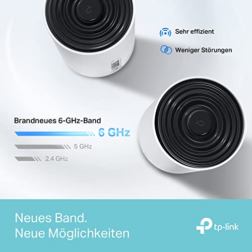 TP-Link Deco XE75 Mesh WLAN Set (3 Pack), 𝐖𝐢-𝐅𝐢 𝟔𝐄 AXE5400 Tri-Band Router & Repeater, 3× Gigabit Ports für jede Einheit, für Häuser mit 4-7 Schlafzimmern, Umfassender Jugendschutz, WPA3