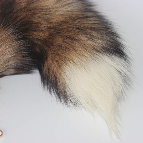 Fosrion Supper Huge And Fluffy Real Fox Tail Fur Halloween Cosplay Handbag Charm Accessory Key Chain Ring Hook Tassels (Red) #TOP4