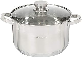 DANIKS Standard Garnek ze Stali Nierdzewnej 6.5 L, Ø 24 cm | Rondel Indukcyjny ze Szklaną Pokrywką | Garnek do Gotowania ze Skalą Pomiarową