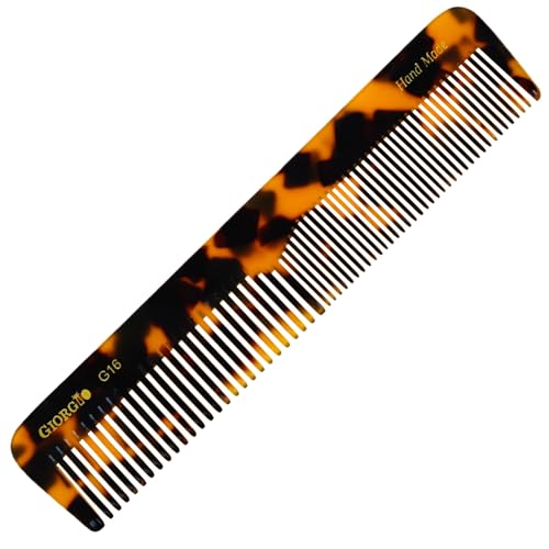 Giorgio G16 Handmade Hair Comb and Detangler - Fine and Wide Tooth Saw Cut Comb for Men and Women's Styling and Detangling