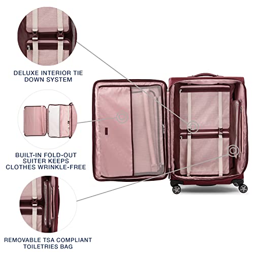 Image of Travelpro Platinum Elite Softside Expandable Checked Luggage, 8 Wheel Spinner Large Suitcase, TSA Lock, Men and Women, Bordeaux Red, Checked Large 29-Inch