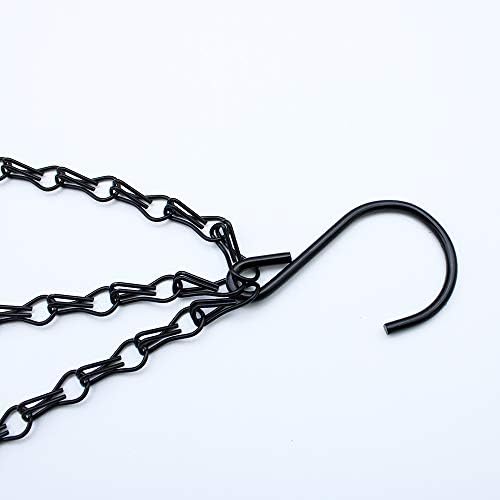 MZMing 4 Pack 41cm Hanging Basket 3-Leg Chain Replacement Metal Chain Hanger with Hook and Clip for Hanging Garden Flower Pots Planters Bird Feeders Lanterns Chalkboards and Ornaments - Black