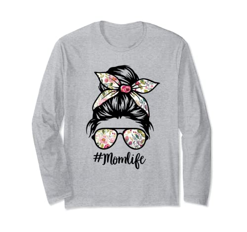 Flower Messy Bun - Gafas de pelo para mujer, diseño de flores Manga Larga