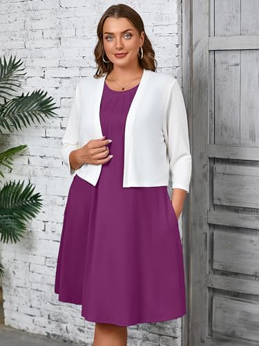 Image of AusLook Plus Size Midi Dress for Women Sleeveless Casual Summer Tank Dress with Pockets A-Line Loose Swing Dress 1-5X