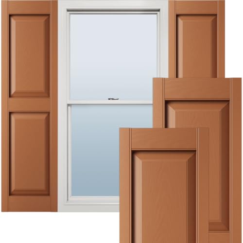 12"W x 61"H Lifetime Vinyl, TailorMade Two Equal Panels, Raised Panel Shutters, w/Shutter-Loks (Per Pair), Treated Cedar by Tailormade - Used condition - US$107.82
