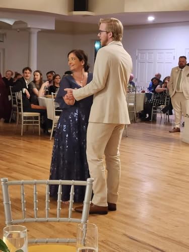 V Neck Mother of The Bride Dresses for Women Half Sleeve Sequin Lace Evening Formal Dress4