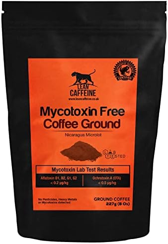 Lean Caffeine Nicaragua Ground Coffee | Super Clean Mycotoxin Free Bulletproof Coffee | Dark Roasted, Low Acid Keto Coffee - 227g