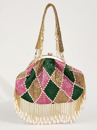 Image of THE TAN CLAN Ava Pearl Batua Bag for women Purses Luxury Evening Handbags for ladies with Magnetic Closure