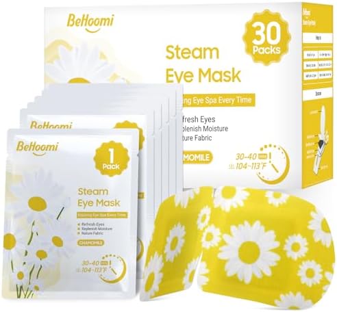 BeHoomi 30Packs Steam Eye Mask, Heated Eye Mask for Dry Eyes, Chamomile