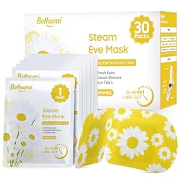BeHoomi 30Packs Steam Eye Mask, Heated Eye Mask Warm Compress for Eyes, Self Heating Warm Eye Masks Disposable Steam Mask for Home Sleep, Spa, Travel Essentials & Relaxation Gifts (Chamomile)
