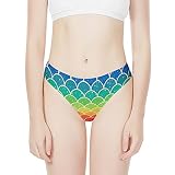 CHPGPUG Women's Rainbow Mermaid Seamless Thong,No Show Thongs, Low-Rise Invisible Underwear