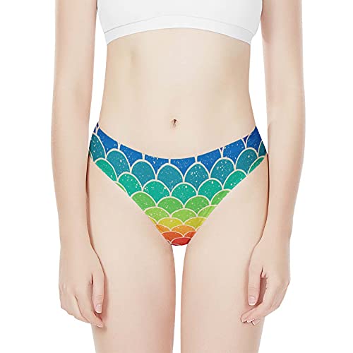 Chpgpug Women's Rainbow Mermaid Seamless Thong,No Show Thongs, Low-Rise Invisible Underwear #TOP4