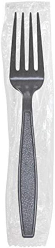 Karat U3520B 7" PS Poly-Wrapped Heavy-Weight Disposable Fork, Black (Pack of 1000)