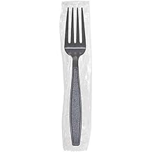 Karat U3520B 7" PS Poly-Wrapped Heavy-Weight Disposable Fork, Black Pack of 1000