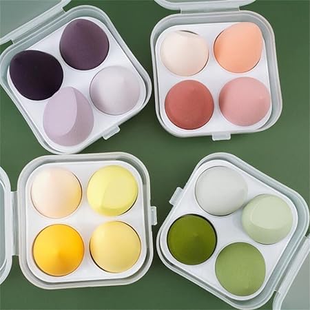 Image of Guriya 4-Piece Foundation Blending Sponge Set - Professional-Grade Makeup Sponges for Flawless Coverage, Precision, and Versatility, Latex-Free, Suitable for All Skin Types and Tones.