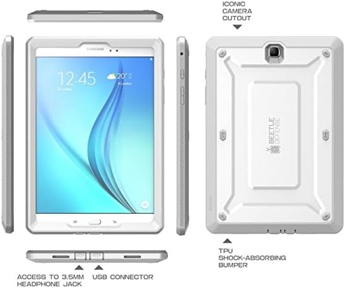 SUPCASE Galaxy Tab A 8.0 Case 2015, NOT Fit 2017 Tab A 8.0 SM-T380/T385 UB PRO Series Full-Body Hybrid Protective Case with Screen Protector for Samsung Galaxy Tab A 8.0 SM-T350 (2015) (White)
