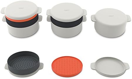 Joseph Joseph 45001 M-Cuisine 4-Piece Stackable Microwave Cooking Set - Stone/Orange