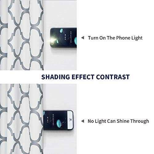 Melodieux Moroccan 100% Blackout Curtains For Bedroom 84 Inches Long, Living Room Thermal Insulated Black Liner Grommet Drapes, 52 By 84 Inch, Off White/Grey (2 Panels) #TOP3