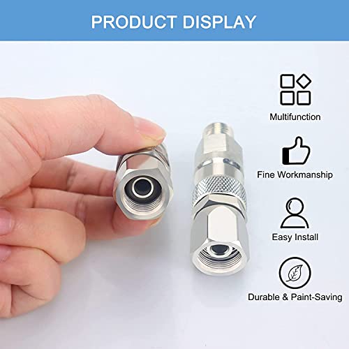 Swivel Joint, 1/4-Inch Stainless Steel Rotary Joint High Pressure Painting Supplies Airless Spray Gun Hose Swivel For Paint Sprayers, Silver, 2.5X0.6Inch #TOP3