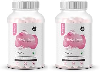 L-Glutathione for Healthy & Radiant Skin for Men & Women with Vitamin C & E for Immune Support (60 Capsules) Pack of 2