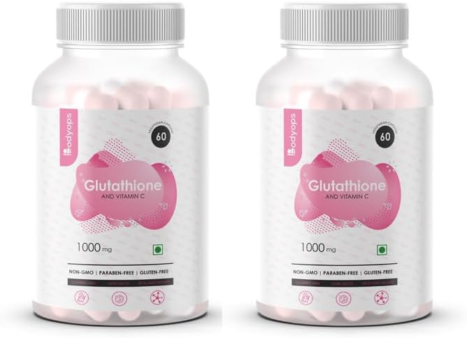 L-Glutathione for Healthy & Radiant Skin for Men & Women with Vitamin C & E for Immune Support (60 Capsules) Pack of 2