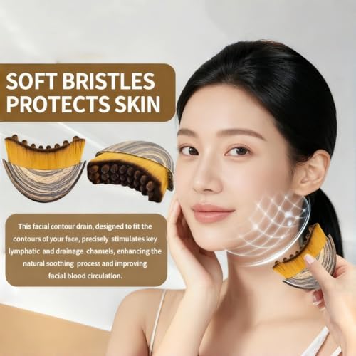 NOVWEE 2pcs New Lymphatic Contour Face Brush, Dry Brushing Face Brush, Massager for Face, Chin & Jawline Sculpting, Ergonomically Designed to Fit The Skin Precisely and Relieve Fatigue (2pcs)