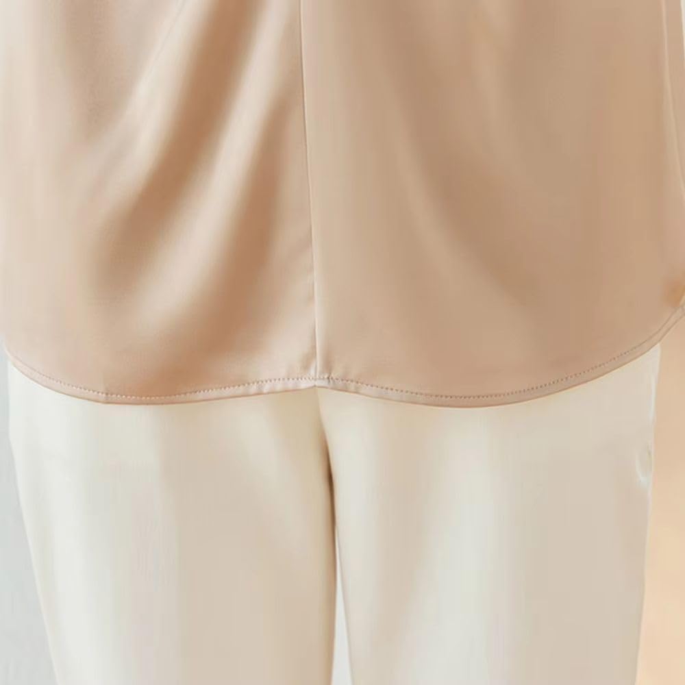 Women's Korean Blouse Vintage Folds Satin Shirt Elegant Office Lady Blouse Top