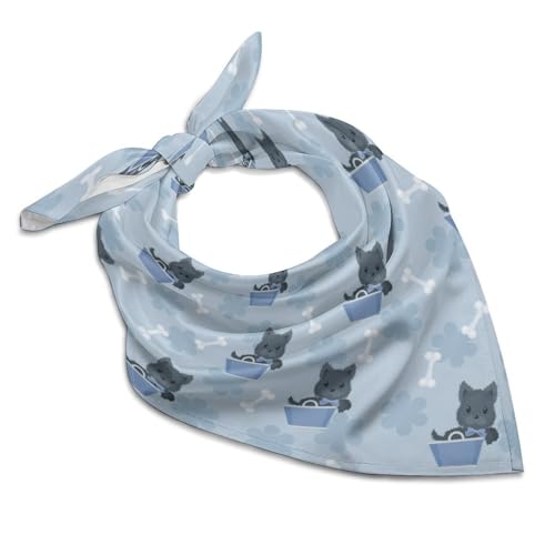 Cute Animal of Scottie Dog Pattern Bandana Hair Scarf Headband Adjustable Neckerchief for Men Women Decor