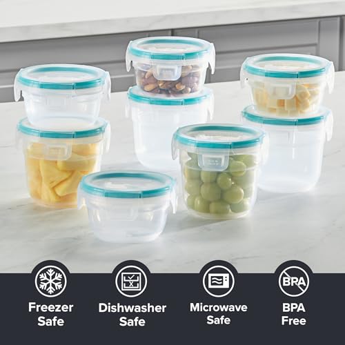 Snapware Plastic Total Solution 16-Pc Food Storage Containers Set, (4) 2-Cup & (4) 1.2-Cup Round Meal Prep Container, Plastic BPA-Free Lids with 4 Locking Tabs, Microwave, Dishwasher, and Freezer Safe by Snapware - Image 7
