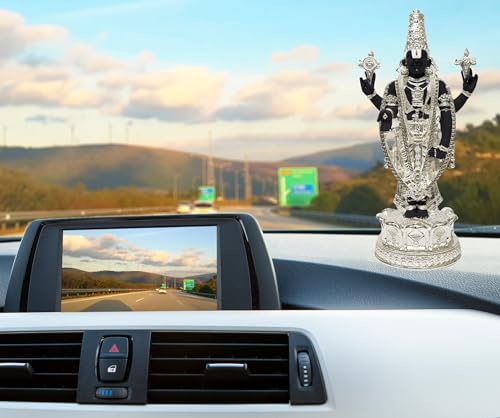 Image of Gold Art India Lord Tirupati Balaji Idol Murti for Mandir | Pooja Room Lord Vishnu Shree Venkateswara Swamy Statue God Balaji Home Decor Showpiece For Gift Living Room (Silver plated BLACK terracotta)