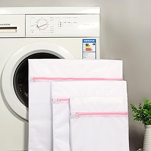 WYAN Zippered Mesh Laundry Wash Bags, Foldable Thicken For Delicates Underwear,washing Machine Clothes Protection Net Home Organizer2-set (1L+1S) (23*30+40*50)