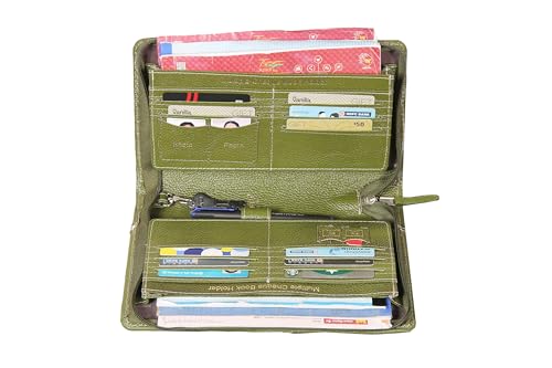 Image of Sukeshcraft Multiple Cheque Book Holder | Original Leather Holds Upto 8 Cheque Books, Locker Key Hook Matching Zipper (Leather)