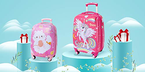 GURHODVO Kids Carry On Luggage Children Rolling Suitcase with 4 Wheels Hardshell Case for Toddler baby Travel (Unicorn) by GURHODVO - Used condition - US$44.89