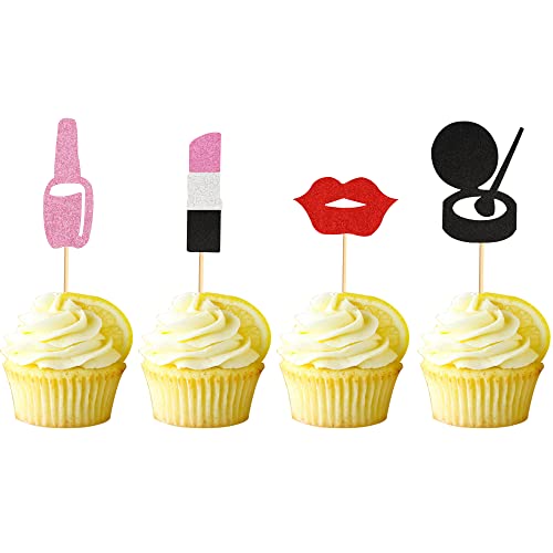 Arthsdite 36Pcs Make Up Cupcake Toppers Cosmetics Cupcake Picks For Make Up Parties Spa Party Decor Make-Up Birthday Lipstick Makeup Cupcake Toppers For Girl Birthday Bridal Shower Bachelorette Party #TOP19
