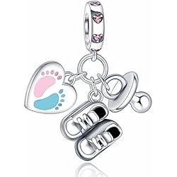 Annmors Charms Abalorios Colgante Cuentas Plata Ley 925 Baby's Colgante con Circonita Cúbica Compatible Europeo Pulsera Collar,Navidad,San Valentín,día de la madre,regalo para mujeres y niñas