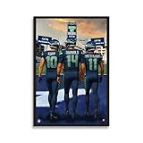 Sporticulture NFL American Football Framed Wall Art - Seattle Seahawks - Cooper Kupp - Sam Darnold - Jaxon Smith-Njigba - Picture Poster for Boys Bedroom and Man Cave, Ready to Hang, 14" x 20"