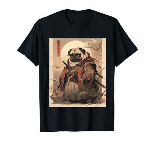 Pug Dog Japanese Samurai Warrior Anime Kawaii Gothic Art Men Women Kids T-Shirt