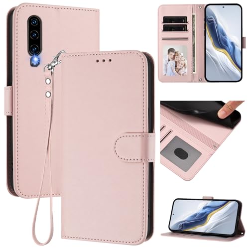 Pzwoxukhov Compatible with Huawei P30 Case Cover,Compatible with Huawei P30 Phone Case,Solid Color flip Shockproof Case Cover Pink